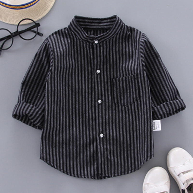 Kids Shirt Clothes Spring Thin Blouses Clothing Infant Boy Striped Cotton Tops 1 2 3 4 Years Kids Long Sleeves Shirt