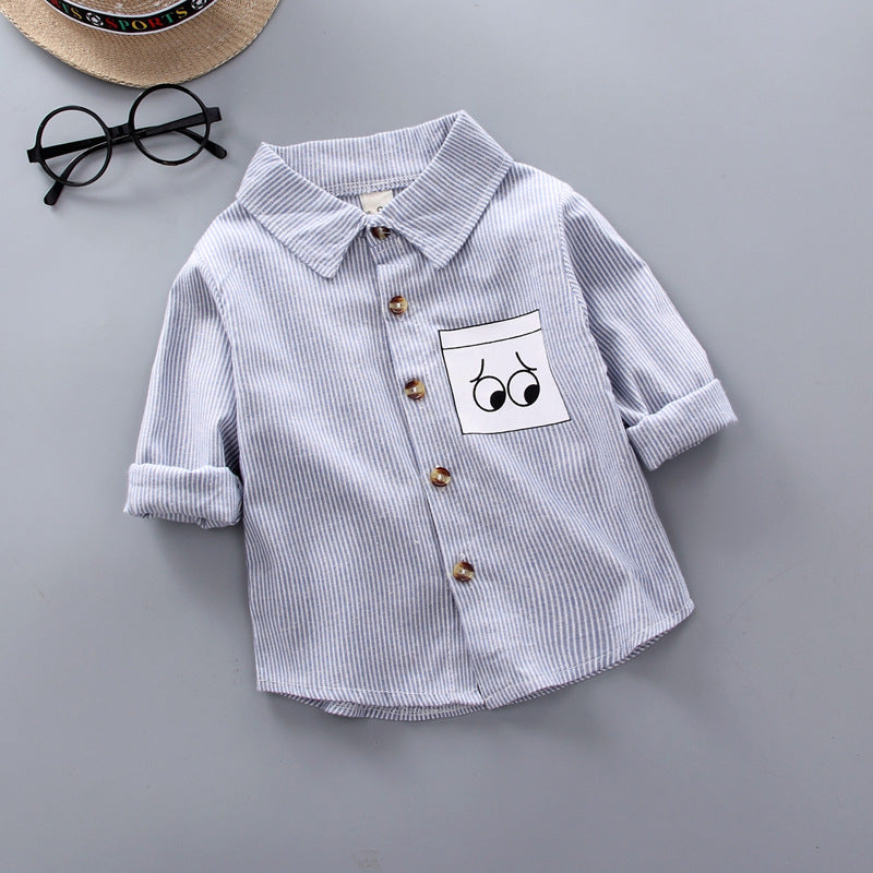 Kids Shirt Clothes Spring Thin Blouses Clothing Infant Boy Striped Cotton Tops 1 2 3 4 Years Kids Long Sleeves Shirt