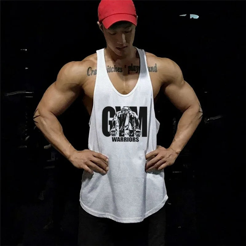 Gym Clothing Fitness Mens Stringer Tank Top Men Mesh Bodybuilding Vest Running Shirt Workout Sleeveless T Shirt Sports Tanktop
