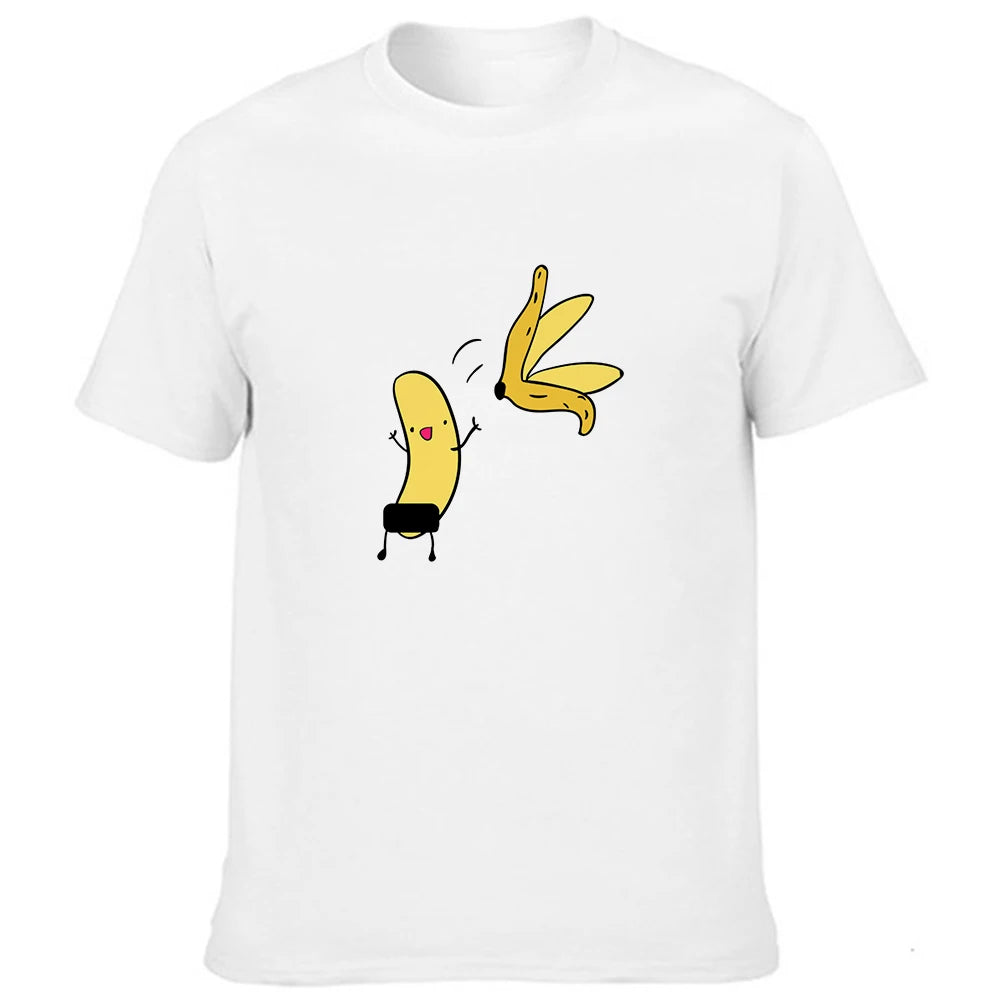 Men T-shirts Summer Cute Banana Funny Design Hipster Men T-Shirts Tops White O-neck Casual Fashion T Shirts Outfits Streetwear