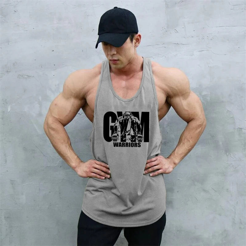 Gym Clothing Fitness Mens Stringer Tank Top Men Mesh Bodybuilding Vest Running Shirt Workout Sleeveless T Shirt Sports Tanktop