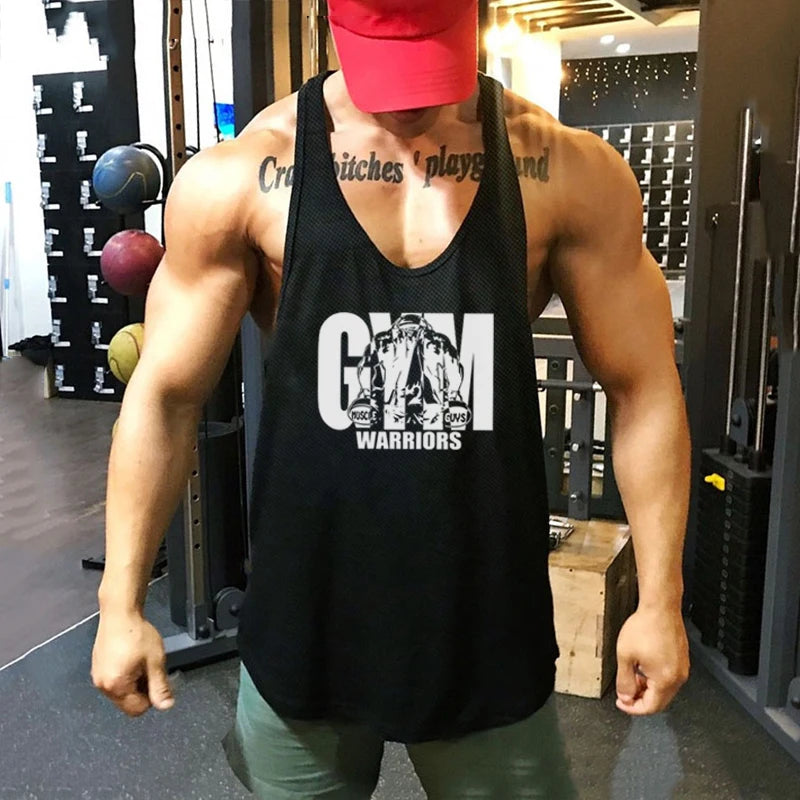 Gym Clothing Fitness Mens Stringer Tank Top Men Mesh Bodybuilding Vest Running Shirt Workout Sleeveless T Shirt Sports Tanktop