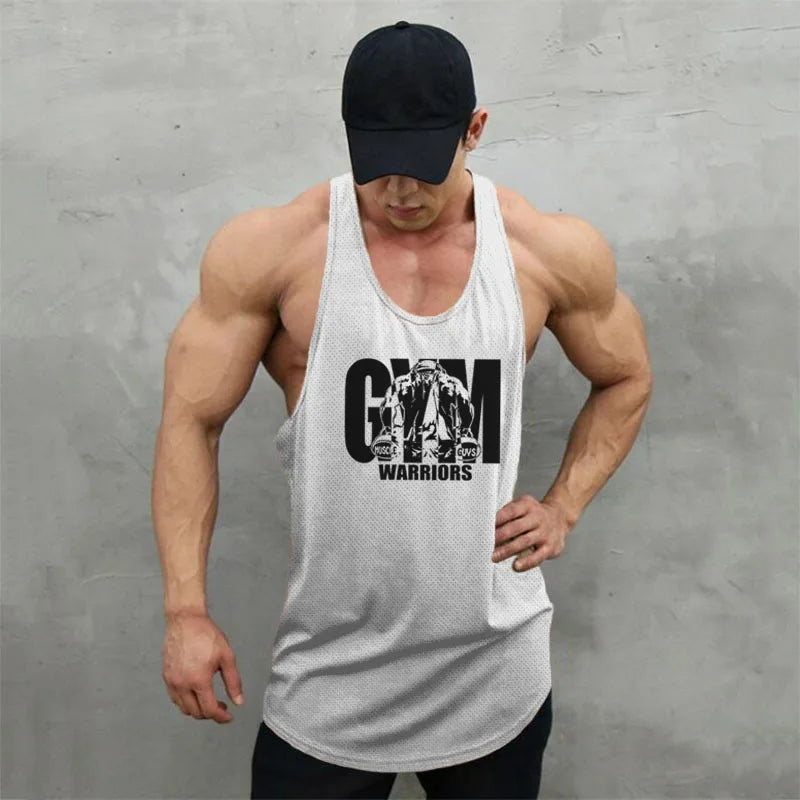 Gym Clothing Fitness Mens Stringer Tank Top Men Mesh Bodybuilding Vest Running Shirt Workout Sleeveless T Shirt Sports Tanktop