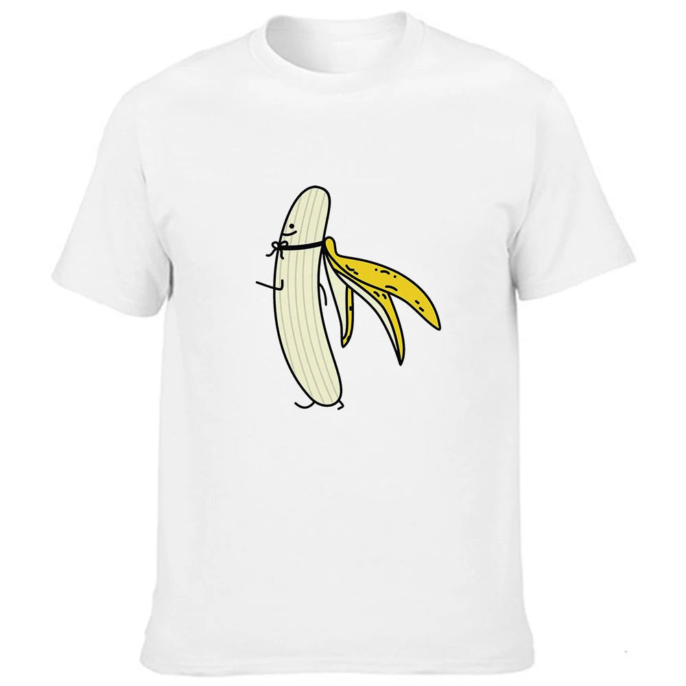 Men T-shirts Summer Cute Banana Funny Design Hipster Men T-Shirts Tops White O-neck Casual Fashion T Shirts Outfits Streetwear