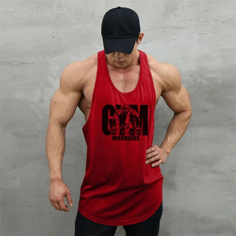 Gym Clothing Fitness Mens Stringer Tank Top Men Mesh Bodybuilding Vest Running Shirt Workout Sleeveless T Shirt Sports Tanktop