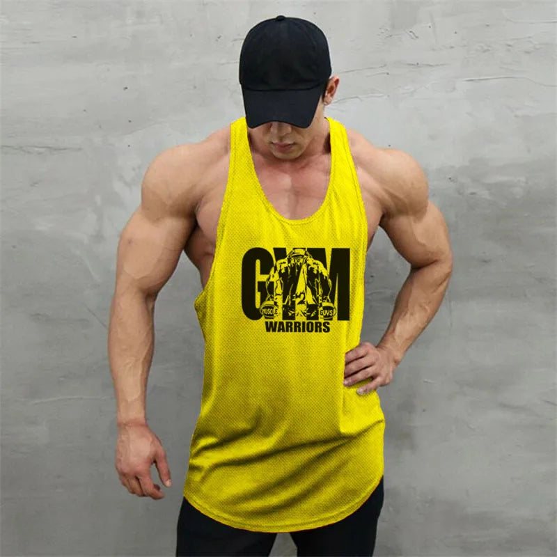 Gym Clothing Fitness Mens Stringer Tank Top Men Mesh Bodybuilding Vest Running Shirt Workout Sleeveless T Shirt Sports Tanktop