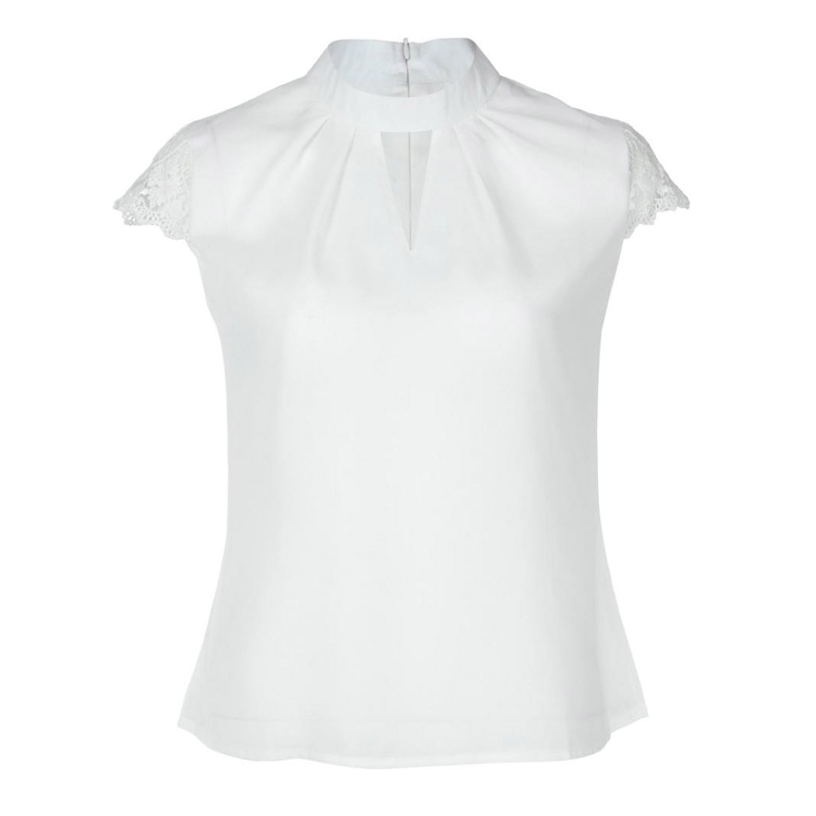 Woman Blouse 2023 V-Neck Lace Casual Shirt Solid Loose Short Sleeve Shirts Sleeve Lace Casual Tank Tops Blouse Sexy Blusas