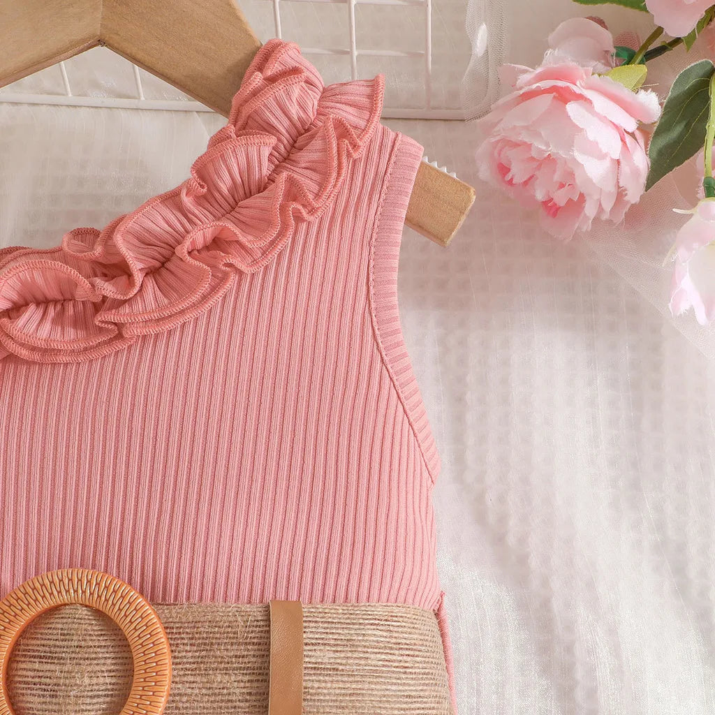Kids Clothes 9 Months to 4 Years old Floral Off Shoulder Onesies For Baby Girl Sleeveless Romper Toddler Jumpsuit