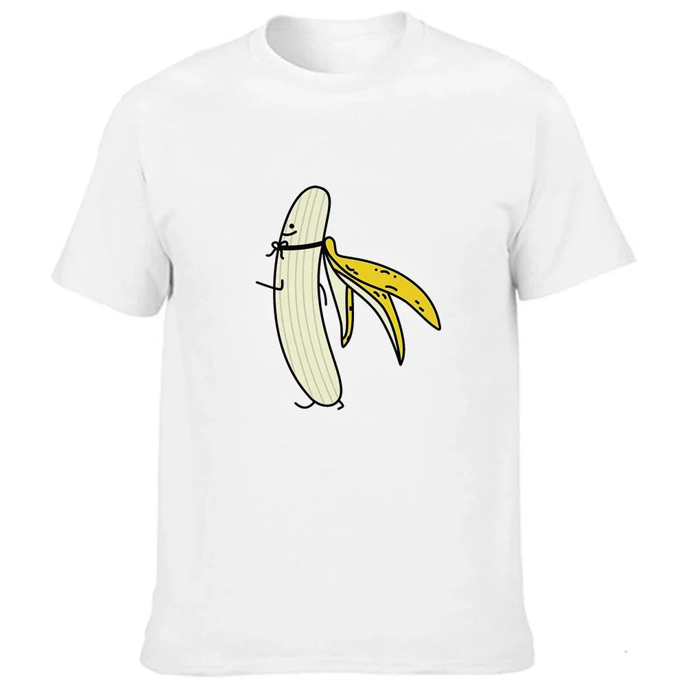 Men T-shirts Summer Cute Banana Funny Design Hipster Men T-Shirts Tops White O-neck Casual Fashion T Shirts Outfits Streetwear
