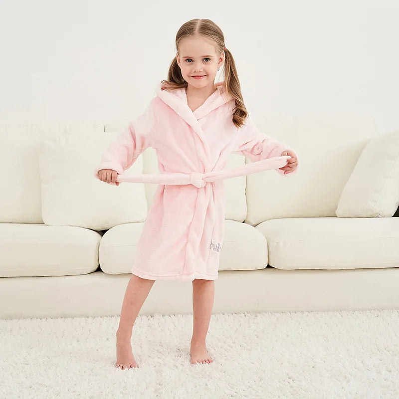 Kids Bathrobe for Girl Children Clothing Girl Flannel Bath Robe Clothes Boy Cartoon Night Robe Kids Pajamas For Girl 4-12 years