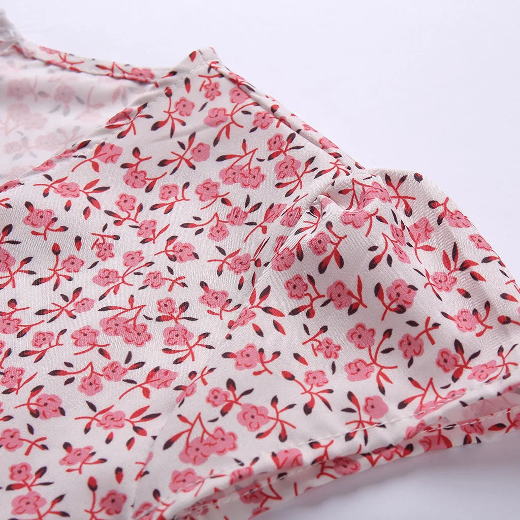 New In Floral Print Wrap Summer Dress Women 2025 Sundress Short Sleeve Sexy V Neck High Waist Slim Fit Short Mini Dresses Femme