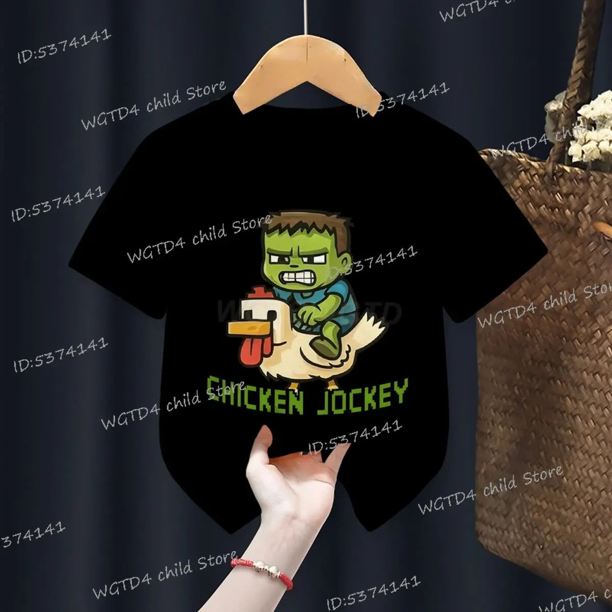 Children's Clothing Funny Chicken Jockey Graphic T Shirt Baby Girl Boy Summer Tops Cartoon Fashion Chicken Jockey Kids Clothes