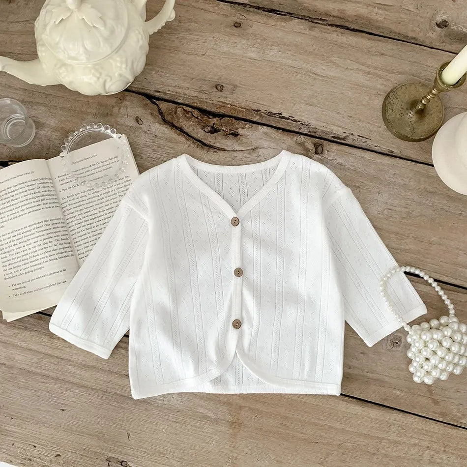 Kids Clothes Toddler Summer Jacket Infant Korean Casual Tops Boys Girls Lightweight Long Sleeve Outerwear Solid Color Cardigan