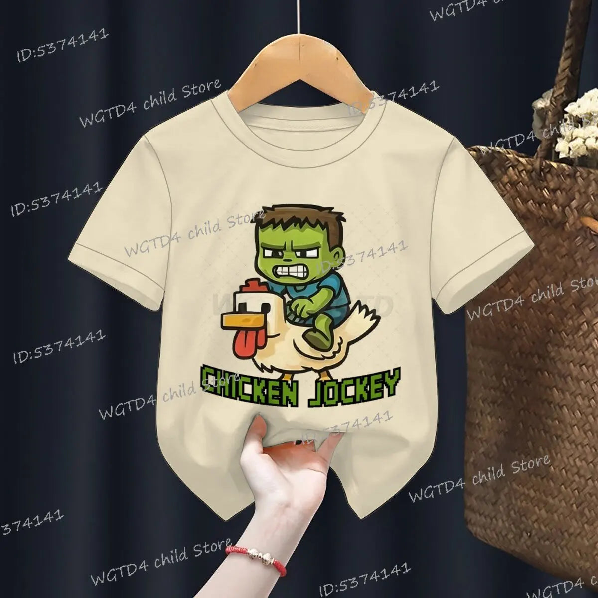 Children's Clothing Funny Chicken Jockey Graphic T Shirt Baby Girl Boy Summer Tops Cartoon Fashion Chicken Jockey Kids Clothes