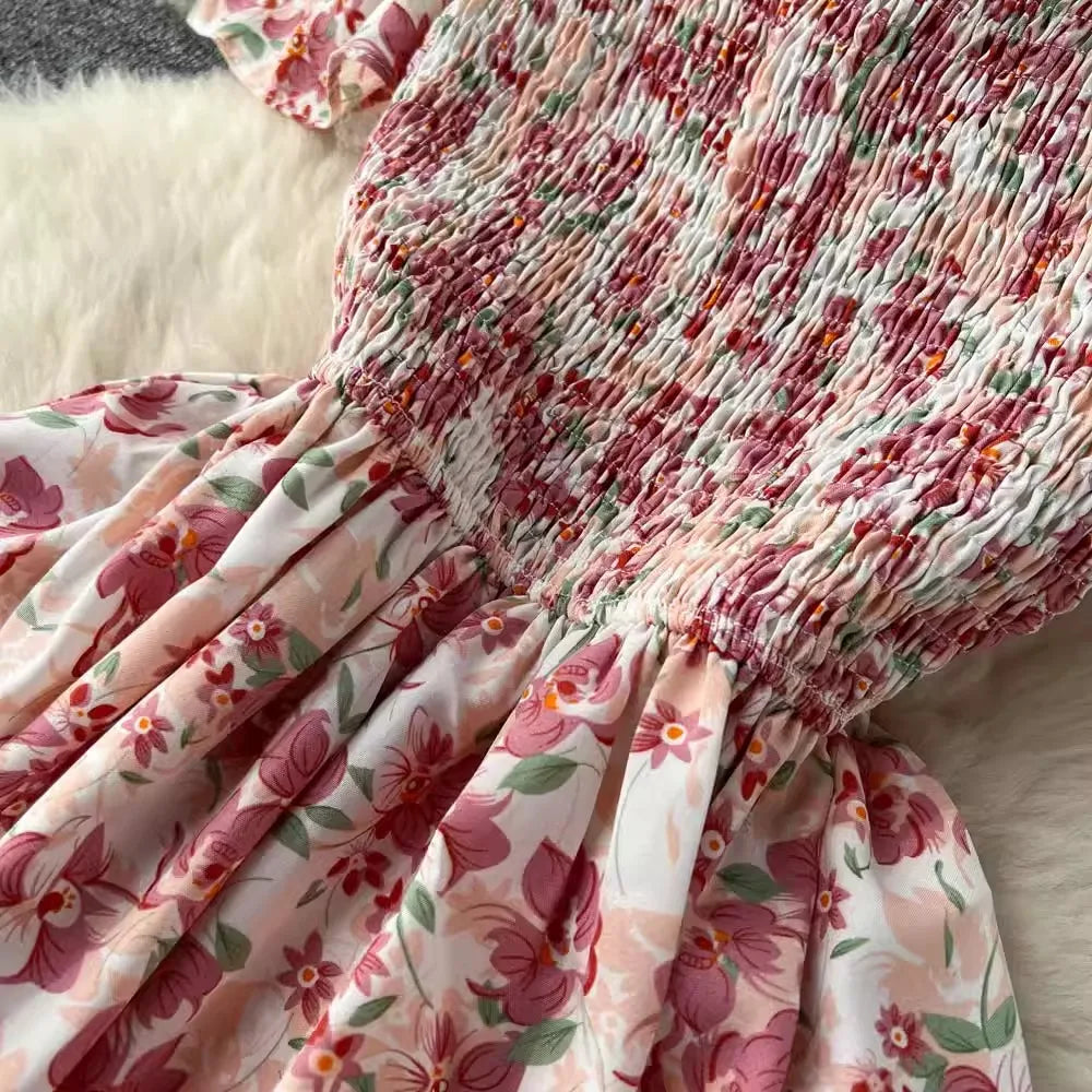YuooMuoo Romantic Floral Print Long Summer Dress Women Fashion Off Shoulders Straps Vacation Beach Dress Korean Party Vestidos