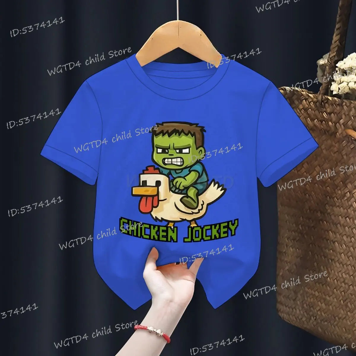 Children's Clothing Funny Chicken Jockey Graphic T Shirt Baby Girl Boy Summer Tops Cartoon Fashion Chicken Jockey Kids Clothes