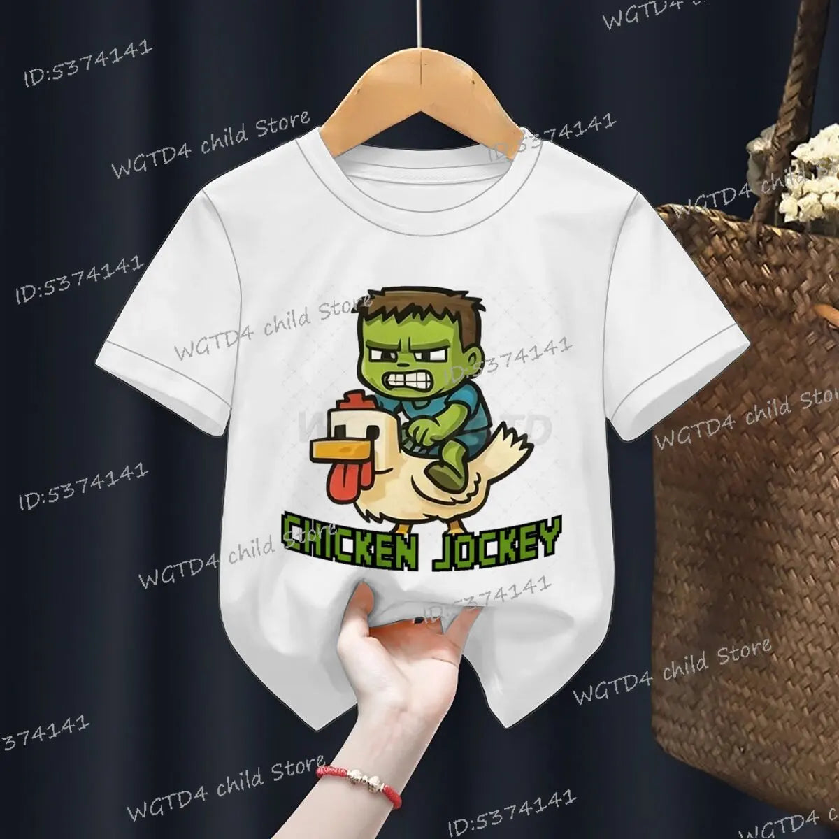 Children's Clothing Funny Chicken Jockey Graphic T Shirt Baby Girl Boy Summer Tops Cartoon Fashion Chicken Jockey Kids Clothes
