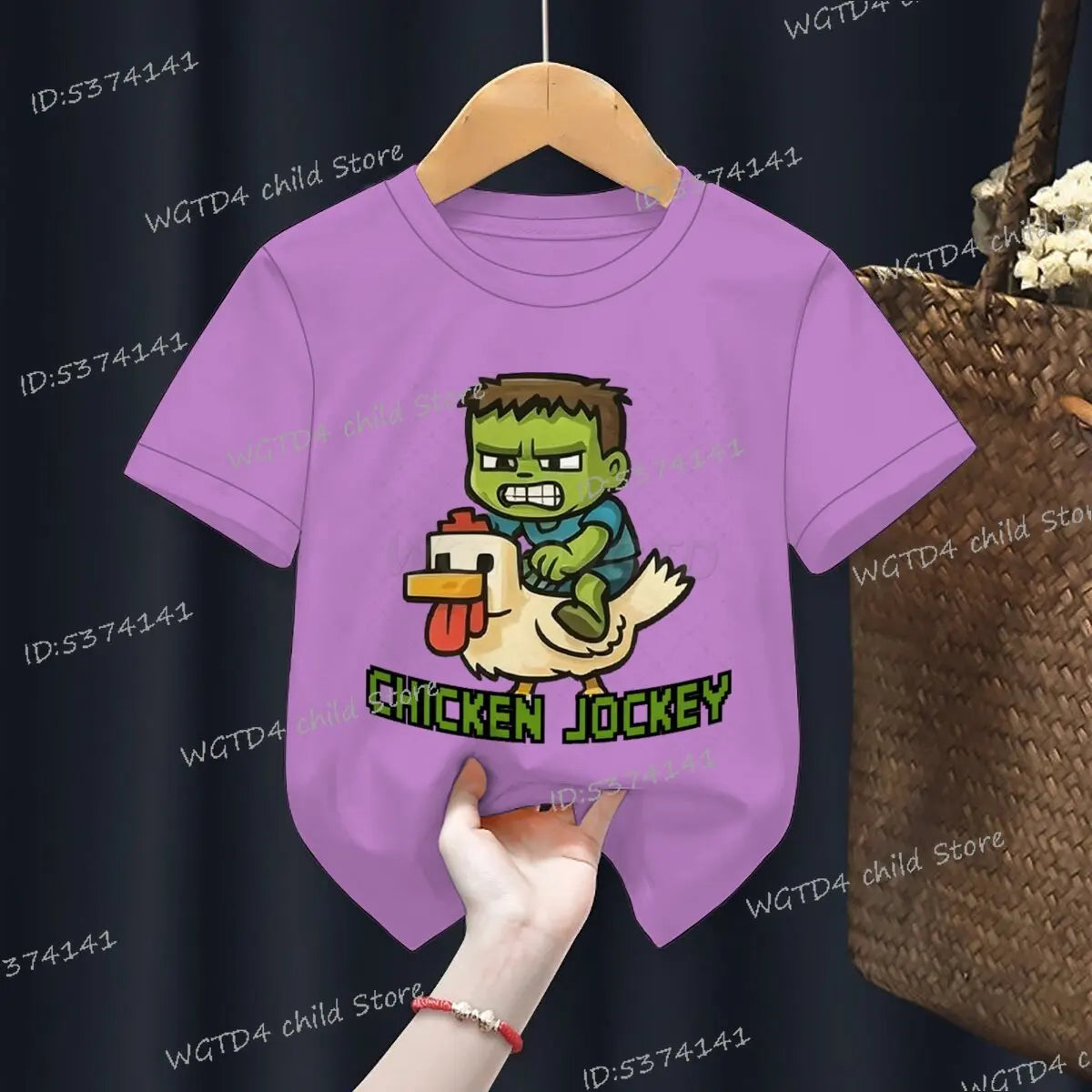 Children's Clothing Funny Chicken Jockey Graphic T Shirt Baby Girl Boy Summer Tops Cartoon Fashion Chicken Jockey Kids Clothes