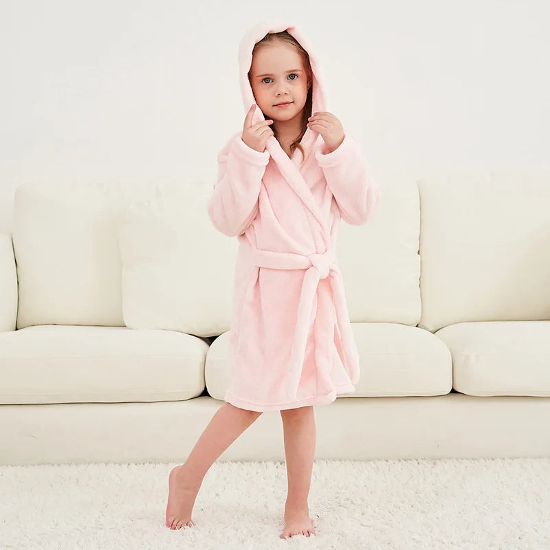 Kids Bathrobe for Girl Children Clothing Girl Flannel Bath Robe Clothes Boy Cartoon Night Robe Kids Pajamas For Girl 4-12 years