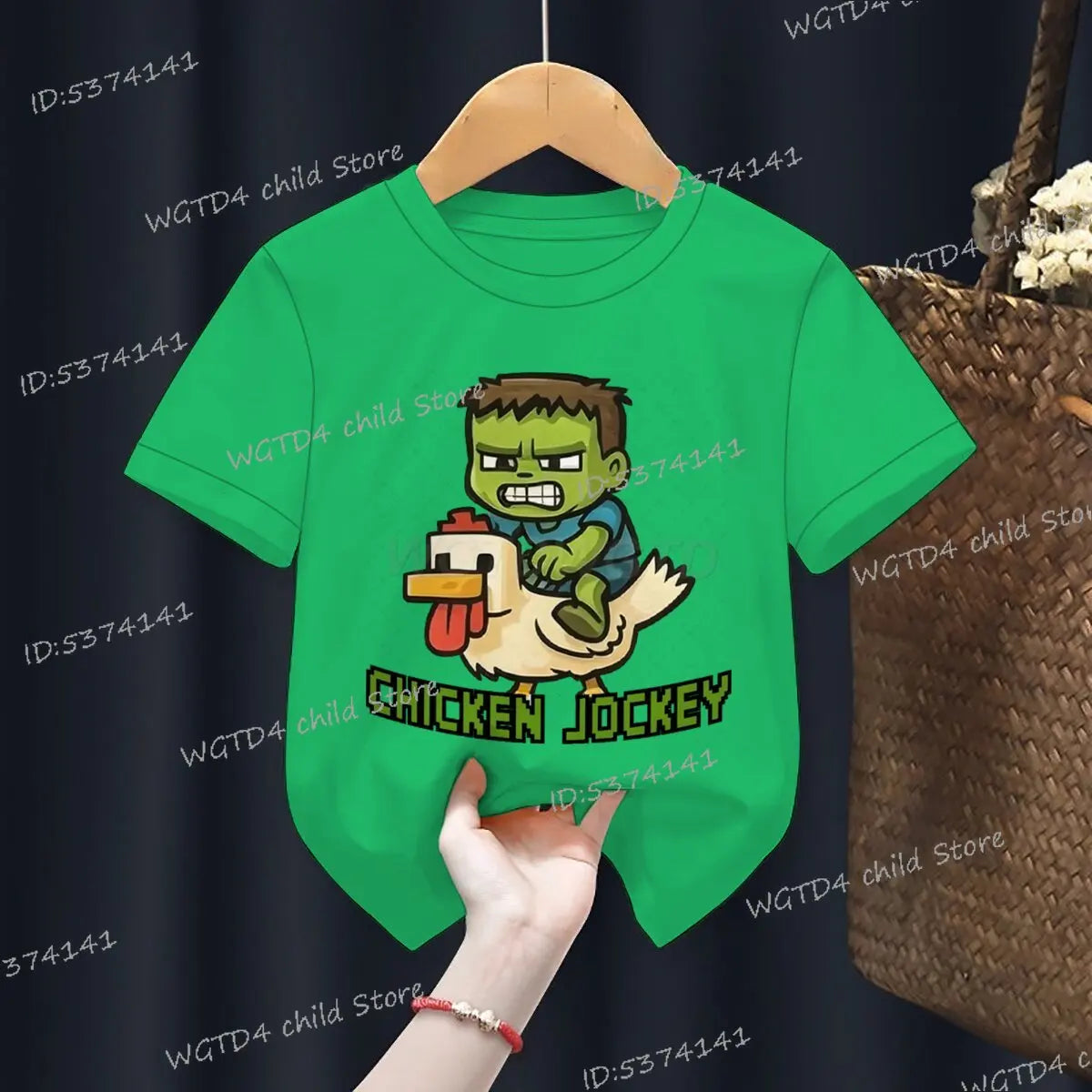Children's Clothing Funny Chicken Jockey Graphic T Shirt Baby Girl Boy Summer Tops Cartoon Fashion Chicken Jockey Kids Clothes