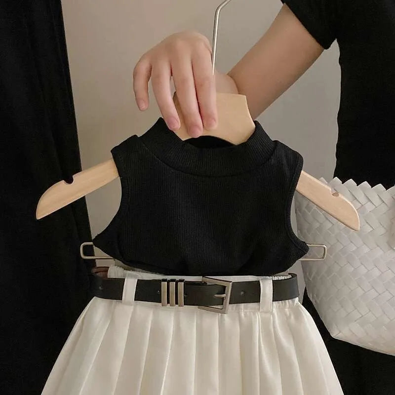 Children's Clothing sets 2-7Years Black Knitted Top and White Skirt Summer Outfit Toddler Infant Clothing Set Kids Wear