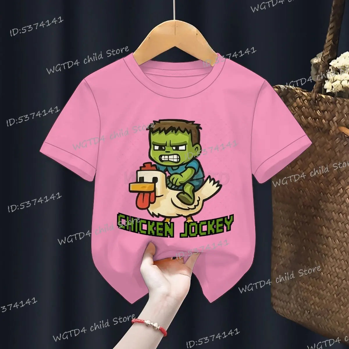 Children's Clothing Funny Chicken Jockey Graphic T Shirt Baby Girl Boy Summer Tops Cartoon Fashion Chicken Jockey Kids Clothes