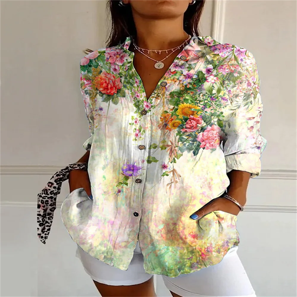 2025 Fashion Women Shirts 3D Printed Cover Button Tops Shirt Clothing Clear Outdoor Style Design