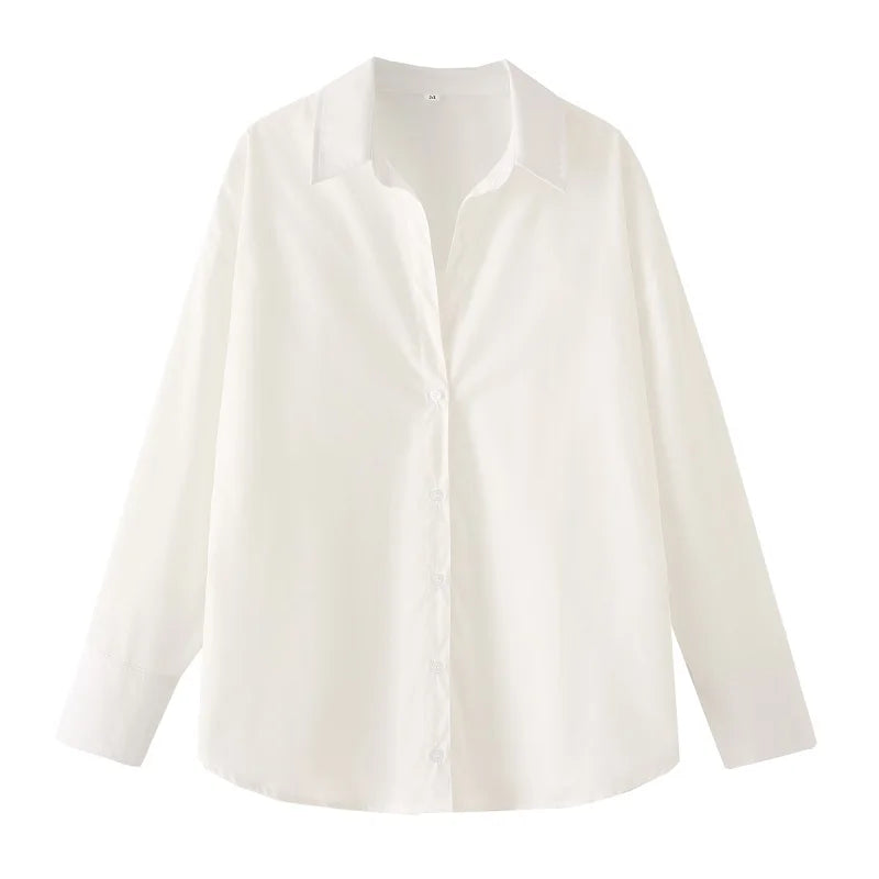 TRAF 2025 Shirts Blouses New Long Striped Shirt Women Long Sleeve Casual Shirts Large Tops Summer Plain Button Up Shirts 088