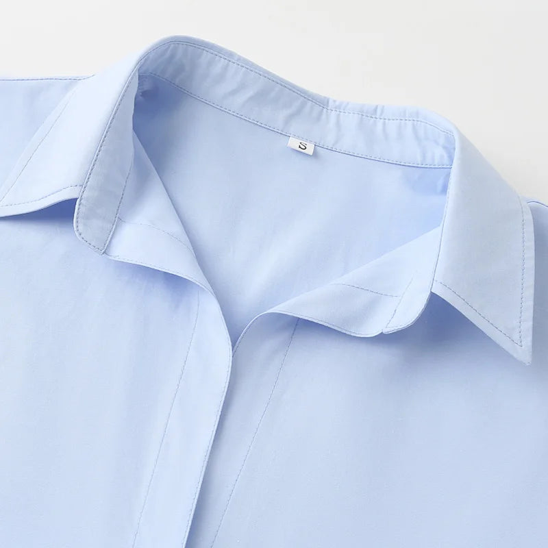 TRAF 2025 Shirts Blouses New Long Striped Shirt Women Long Sleeve Casual Shirts Large Tops Summer Plain Button Up Shirts 088