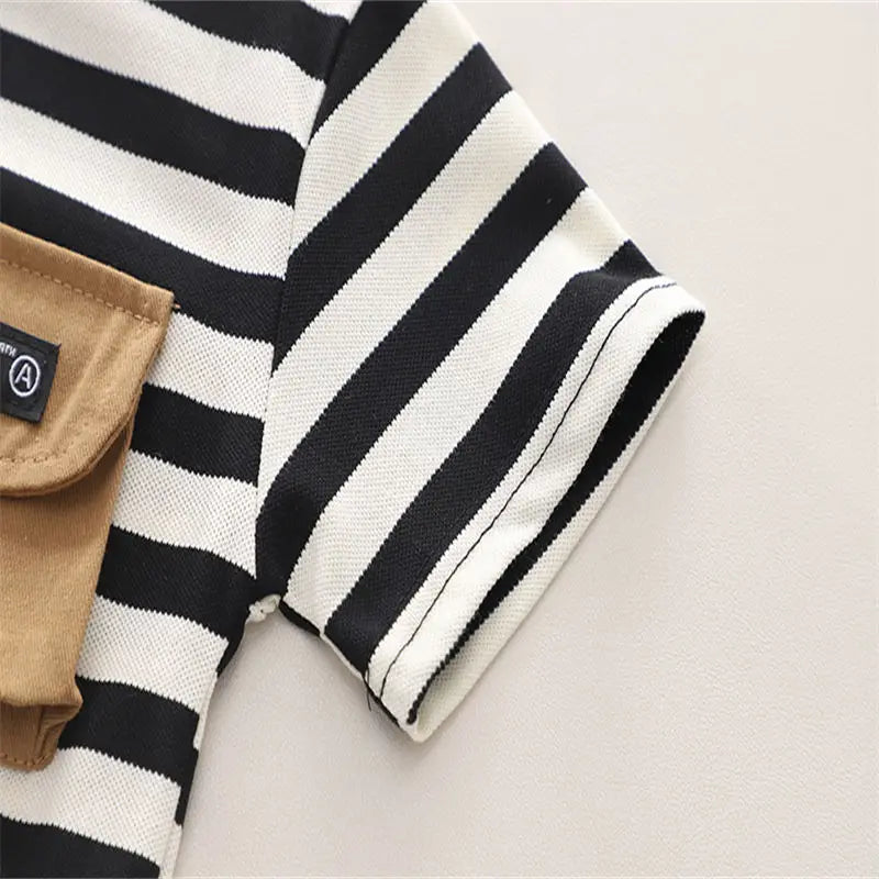 Kids Boy Girls Clothes Infant Cotton Strips T Shirt Shorts Sport 2pcs/Sets Garment Children Tracksuit 1 2 3 4 5  Years