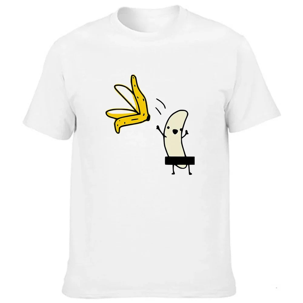 Men T-shirts Summer Cute Banana Funny Design Hipster Men T-Shirts Tops White O-neck Casual Fashion T Shirts Outfits Streetwear