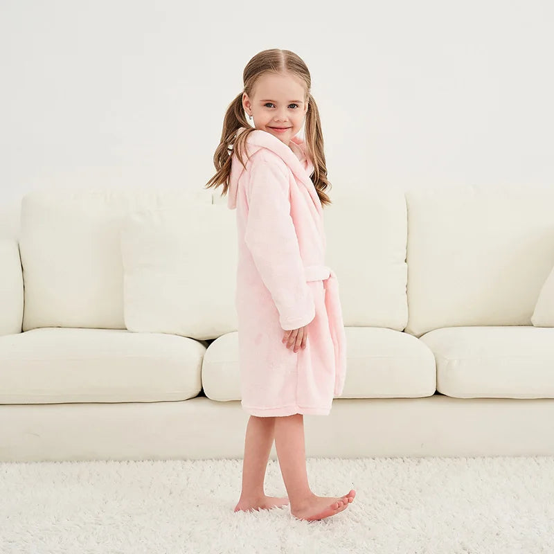 Kids Bathrobe for Girl Children Clothing Girl Flannel Bath Robe Clothes Boy Cartoon Night Robe Kids Pajamas For Girl 4-12 years