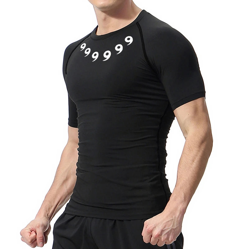 Print Compression Shirts for Men Gym Workout Athletic Quick Dry Tshirts Tops Training Running Baselayers Undershirts Rash Guard