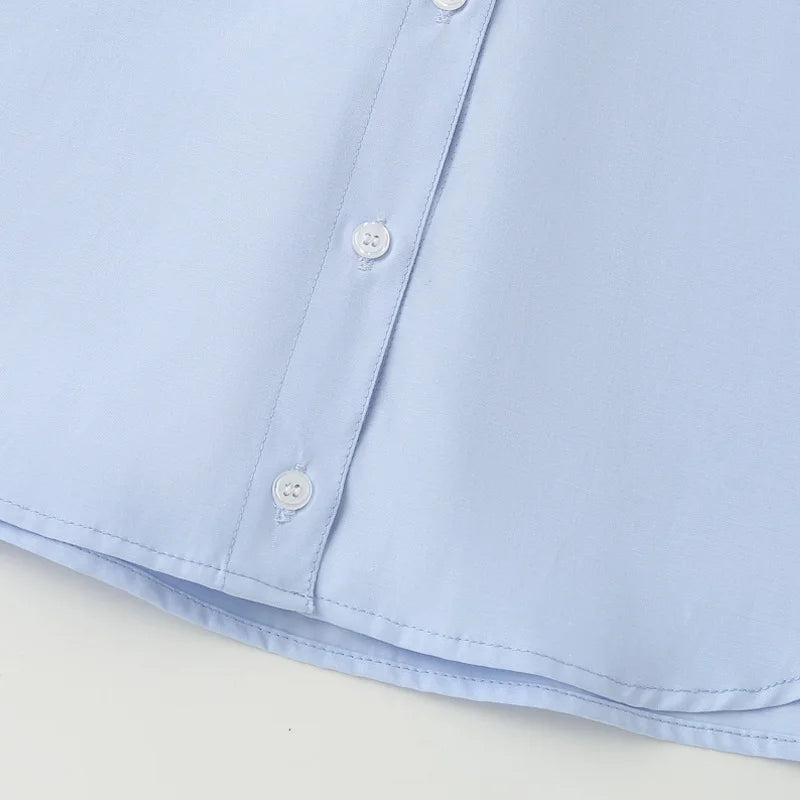 TRAF 2025 Shirts Blouses New Long Striped Shirt Women Long Sleeve Casual Shirts Large Tops Summer Plain Button Up Shirts 088