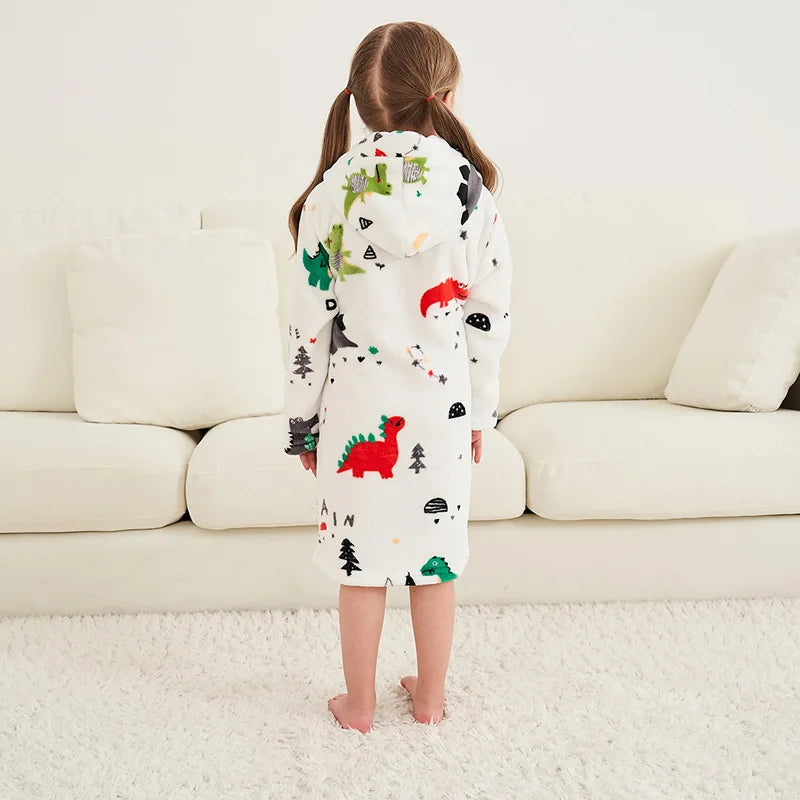 Kids Bathrobe for Girl Children Clothing Girl Flannel Bath Robe Clothes Boy Cartoon Night Robe Kids Pajamas For Girl 4-12 years