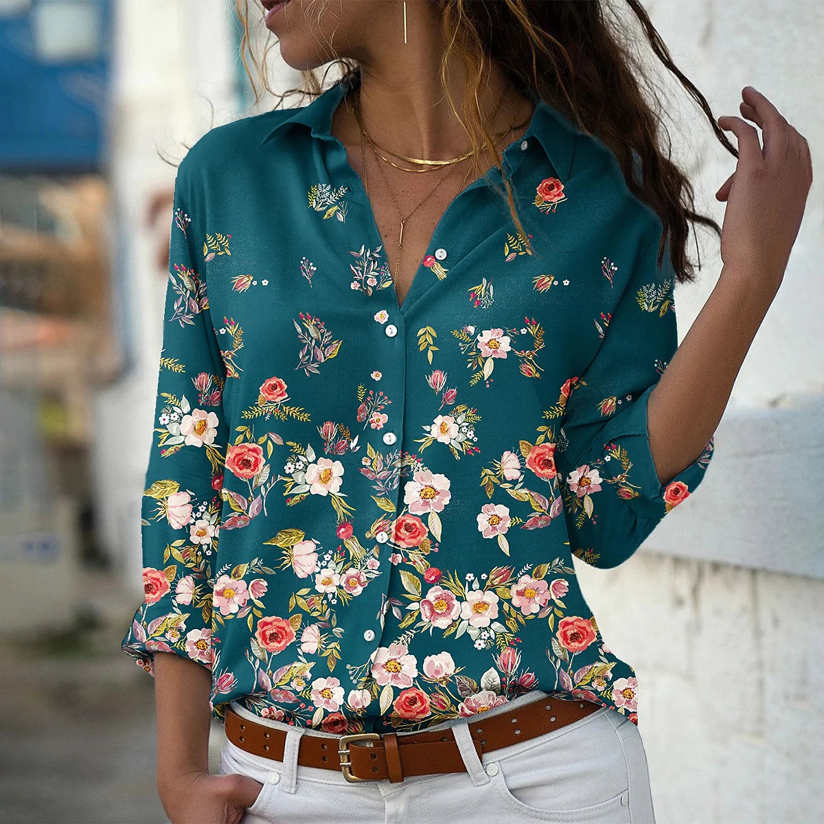 New Long Sleeve Shirts Women Fashion Casual  Women Shirts Printed Tops Women