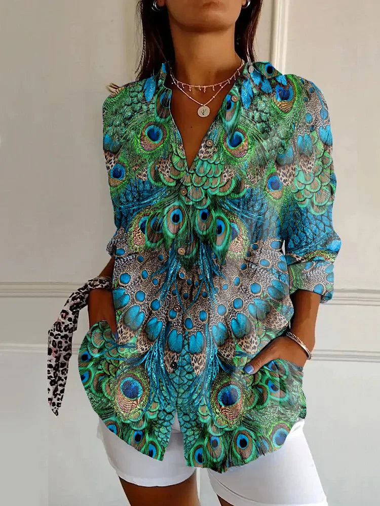 2025 Fashion Women Shirts 3D Printed Cover Button Tops Shirt Clothing Clear Outdoor Style Design