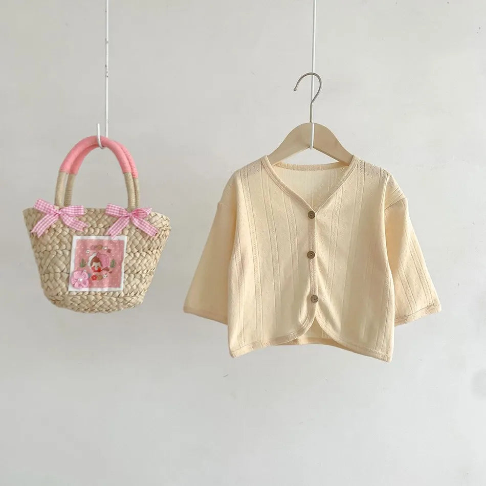 Kids Clothes Toddler Summer Jacket Infant Korean Casual Tops Boys Girls Lightweight Long Sleeve Outerwear Solid Color Cardigan