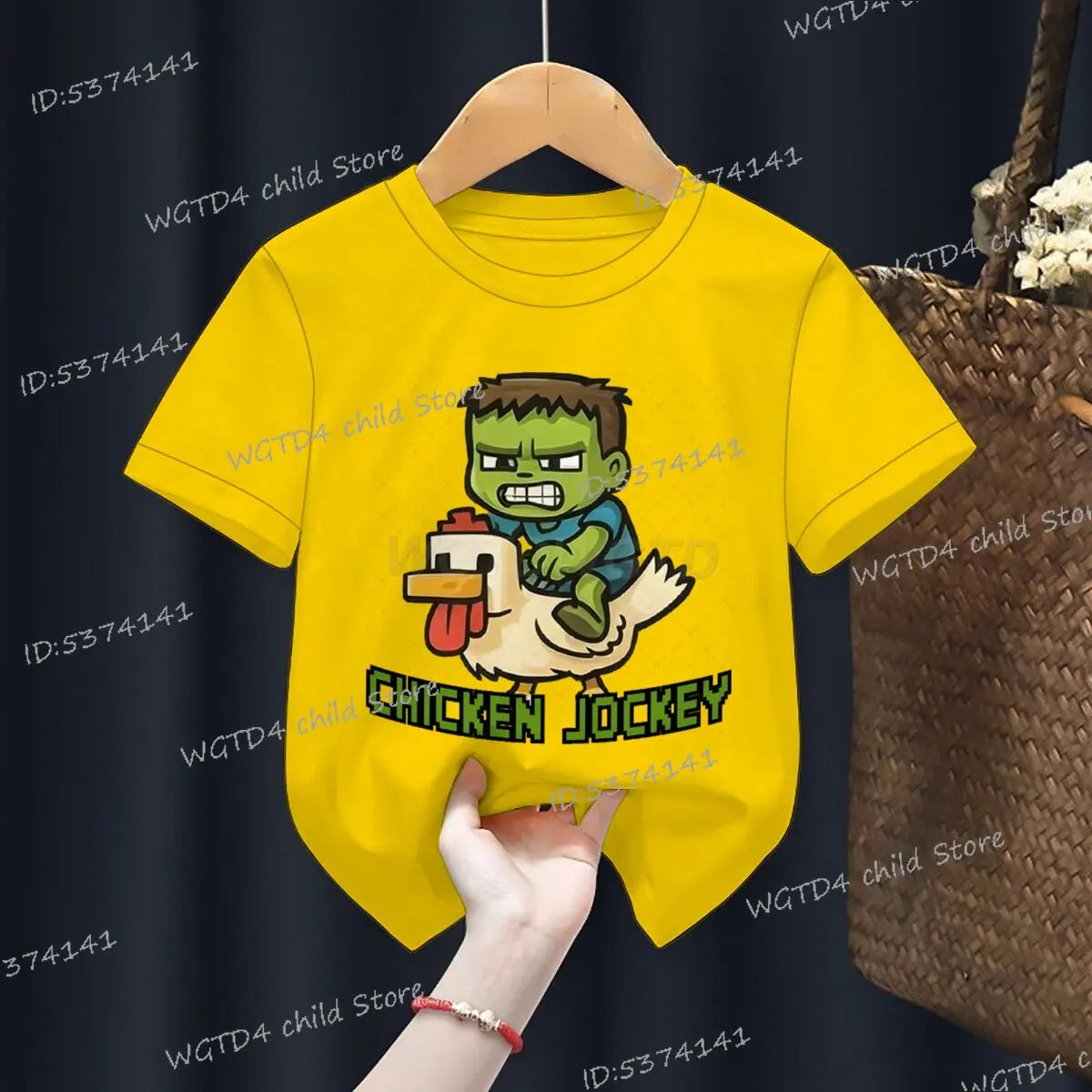 Children's Clothing Funny Chicken Jockey Graphic T Shirt Baby Girl Boy Summer Tops Cartoon Fashion Chicken Jockey Kids Clothes