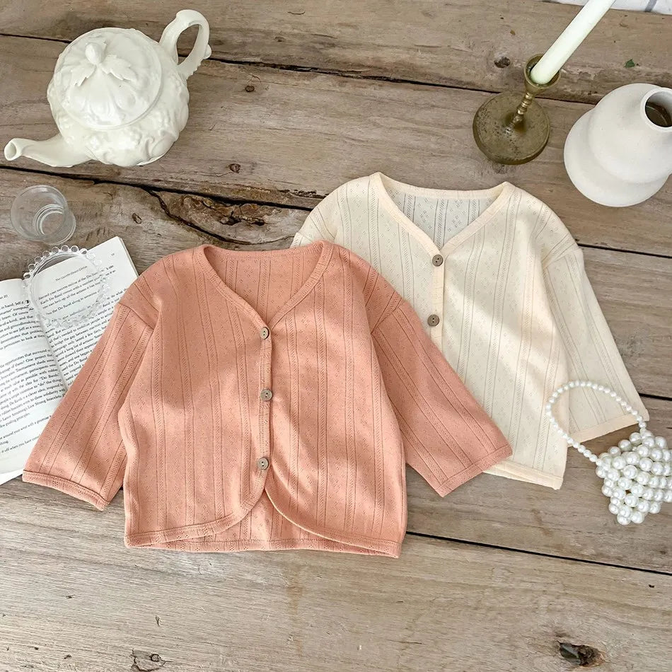 Kids Clothes Toddler Summer Jacket Infant Korean Casual Tops Boys Girls Lightweight Long Sleeve Outerwear Solid Color Cardigan