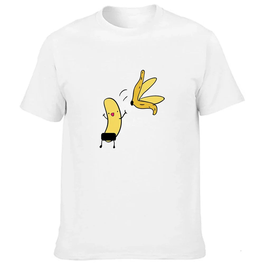 Men T-shirts Summer Cute Banana Funny Design Hipster Men T-Shirts Tops White O-neck Casual Fashion T Shirts Outfits Streetwear