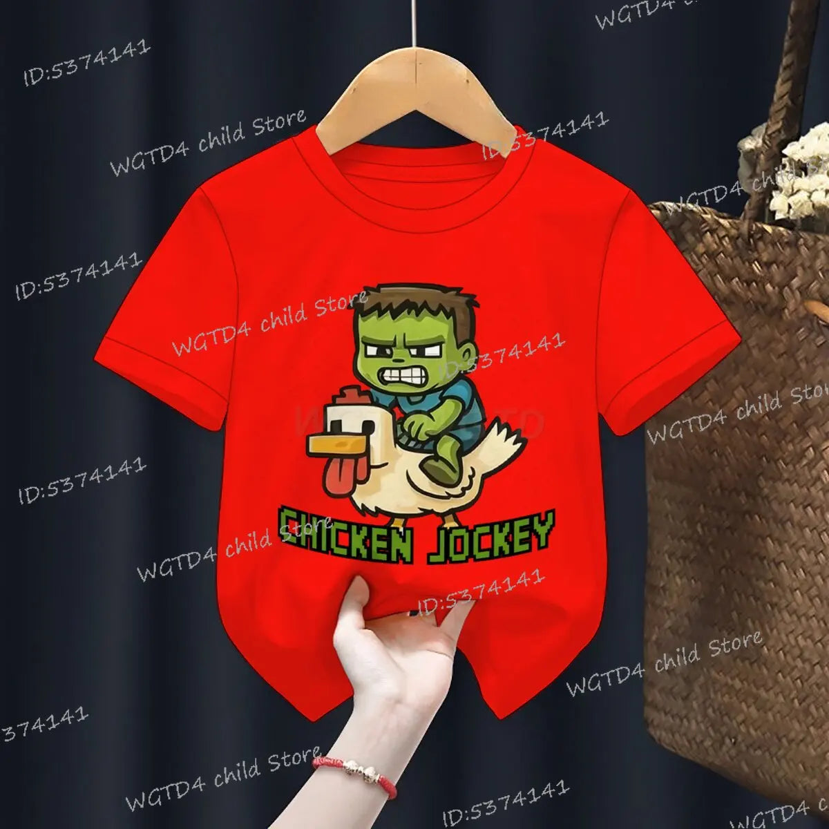 Children's Clothing Funny Chicken Jockey Graphic T Shirt Baby Girl Boy Summer Tops Cartoon Fashion Chicken Jockey Kids Clothes