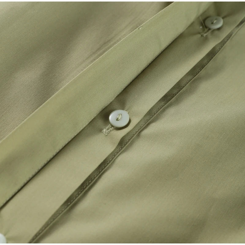 Casual Shirts Women Loose Lantern Sleeve Buttons Turn-Down Collar Pleated Blouse Lady Spring Summer Green Shirts Woman All-match