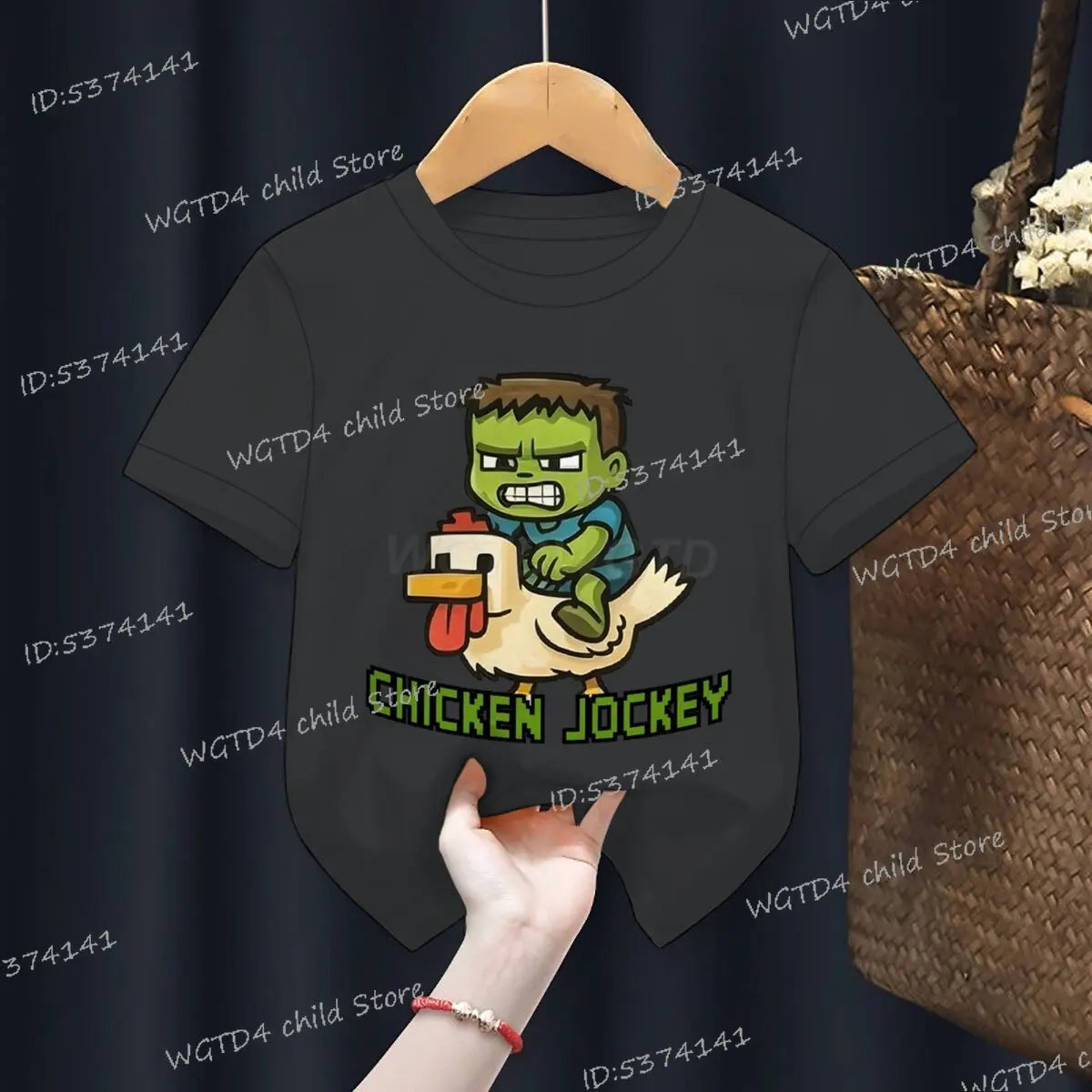 Children's Clothing Funny Chicken Jockey Graphic T Shirt Baby Girl Boy Summer Tops Cartoon Fashion Chicken Jockey Kids Clothes