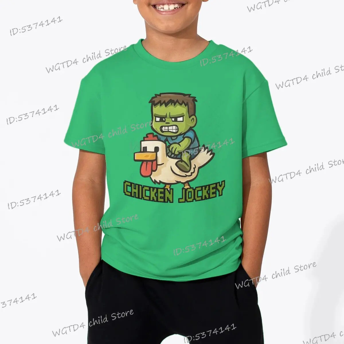 Children's Clothing Funny Chicken Jockey Graphic T Shirt Baby Girl Boy Summer Tops Cartoon Fashion Chicken Jockey Kids Clothes