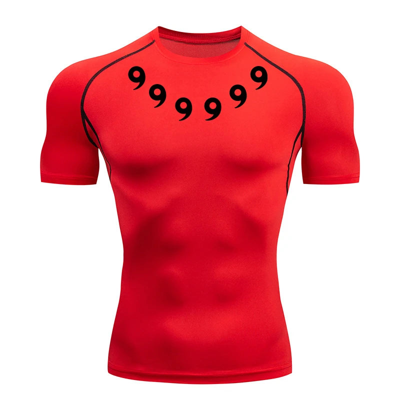 Print Compression Shirts for Men Gym Workout Athletic Quick Dry Tshirts Tops Training Running Baselayers Undershirts Rash Guard