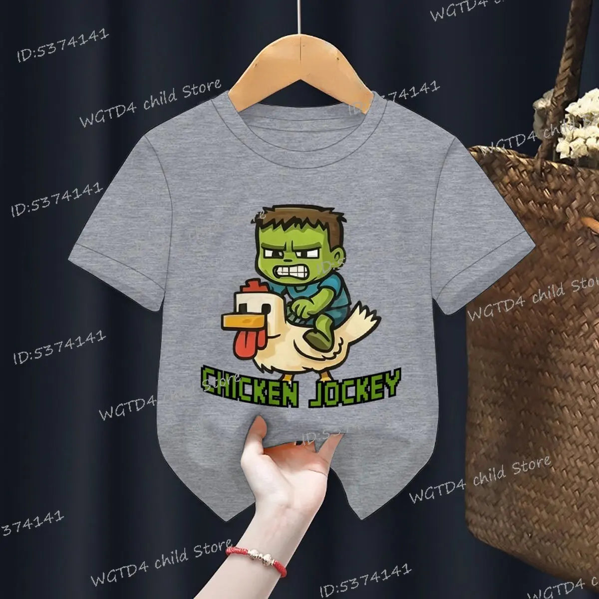Children's Clothing Funny Chicken Jockey Graphic T Shirt Baby Girl Boy Summer Tops Cartoon Fashion Chicken Jockey Kids Clothes