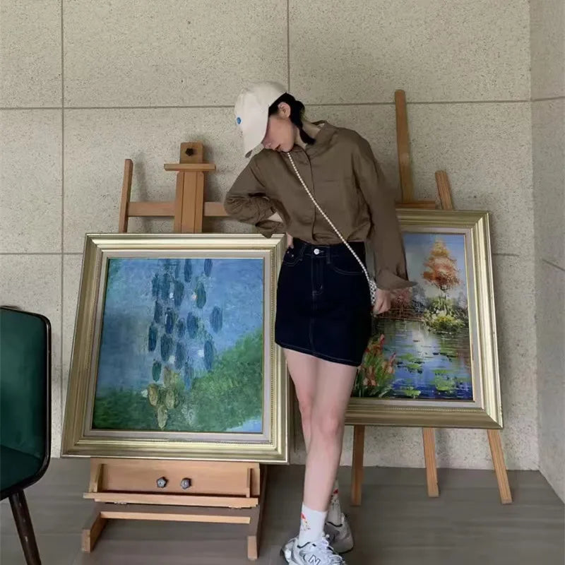 Korean Fashion Lady Thin Soft Linen Blouse 2025 Summer Spring Design Long Sleeves Loose Women Shirts