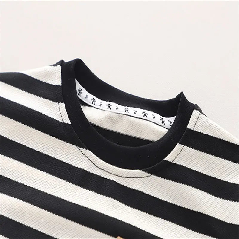 Kids Boy Girls Clothes Infant Cotton Strips T Shirt Shorts Sport 2pcs/Sets Garment Children Tracksuit 1 2 3 4 5  Years