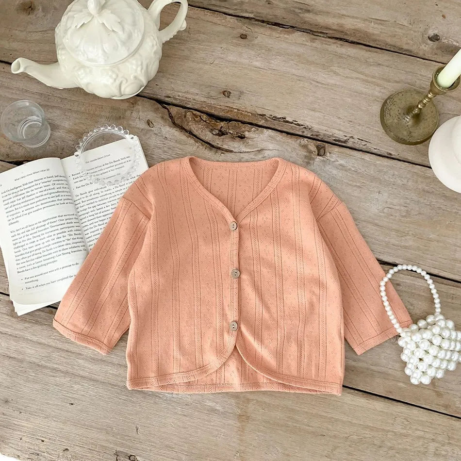 Kids Clothes Toddler Summer Jacket Infant Korean Casual Tops Boys Girls Lightweight Long Sleeve Outerwear Solid Color Cardigan